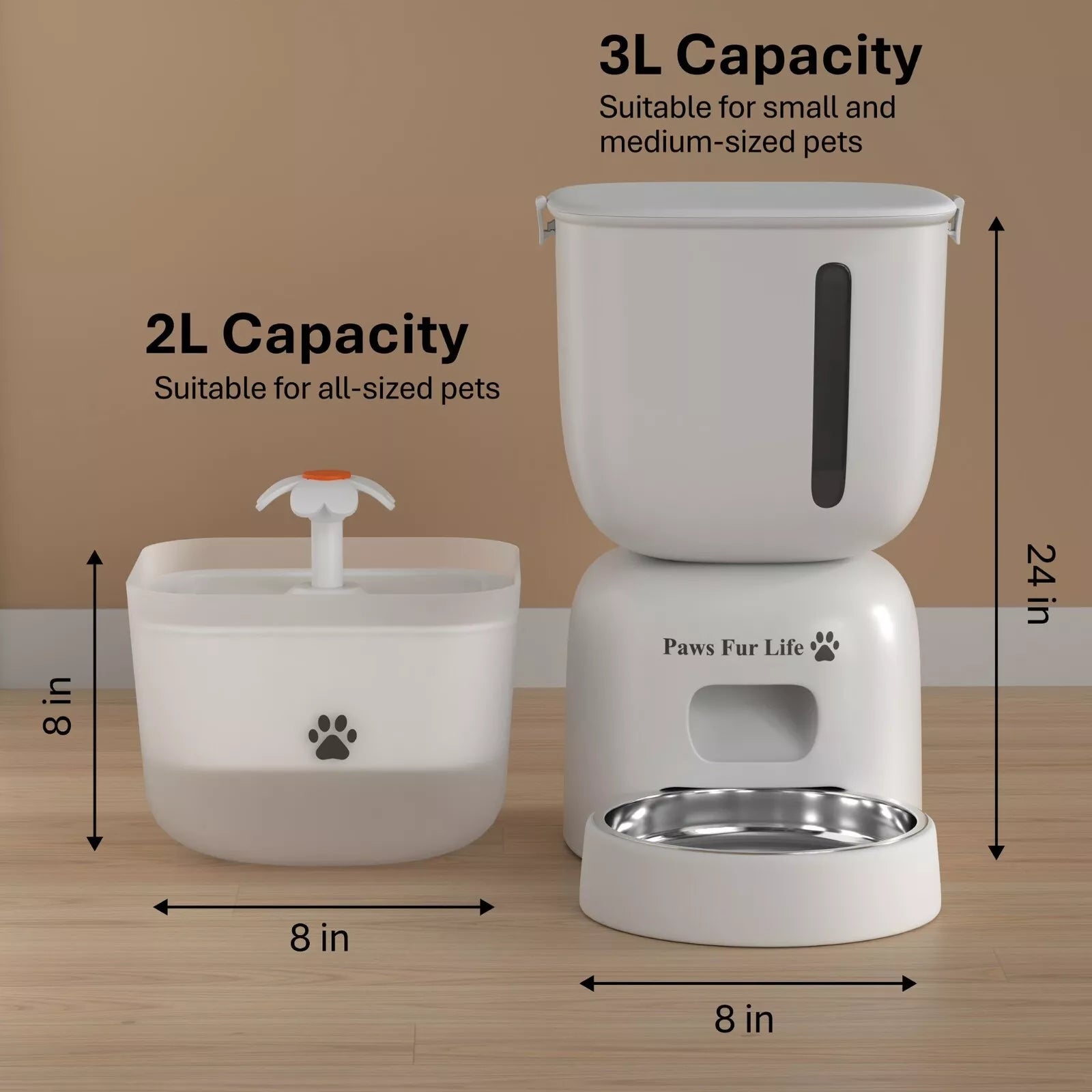 Automatic Cat Feeder & Water Fountain Set | Battery/Wired for Cats & Small Dogs