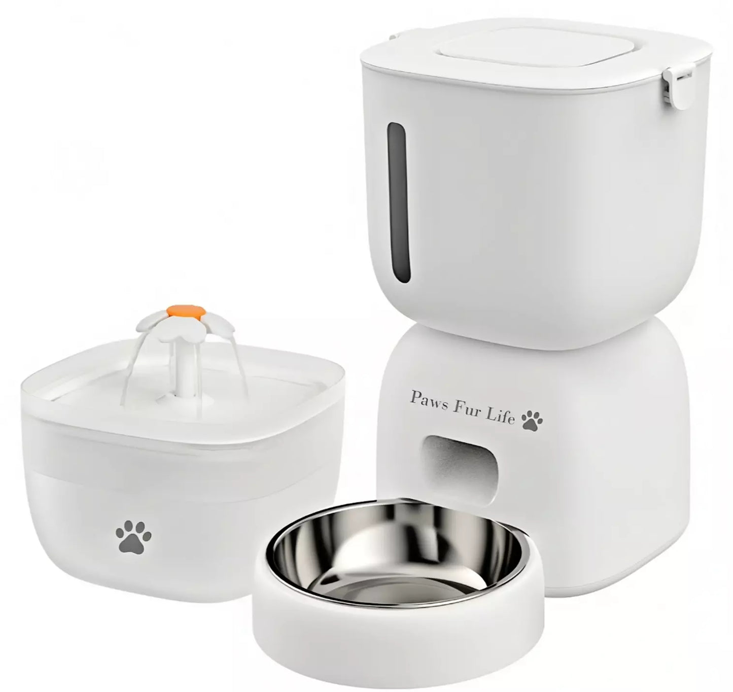 Automatic Cat Feeder & Water Fountain Set | Battery/Wired for Cats & Small Dogs